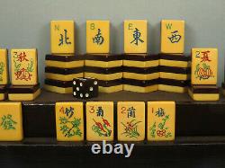 Vintage 1930's AP Games Two Tone Mahjong Mahjongg Set Bakelite Racks, Bank & Die