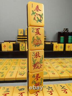 Vintage 1930's AP Games Two Tone Mahjong Mahjongg Set Bakelite Racks, Bank & Die