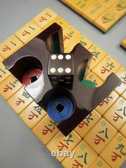 Vintage 1930's AP Games Two Tone Mahjong Mahjongg Set Bakelite Racks, Bank & Die