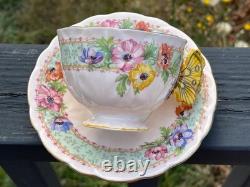 Vintage 1930's Aynsley Butterfly Handle Floral Pattern Tea Cup Saucer Very Rare Vintage 1930's Aynsley Butterfly Handle Floral Pattern Tea Cup Saucer Very Rare