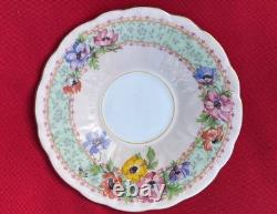 Vintage 1930's Aynsley Butterfly Handle Floral Pattern Tea Cup Saucer Very Rare