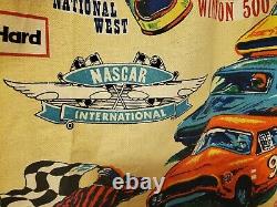 Vintage 1970's SEARS Racecar/Nascar Print Set of Two Pairs (4 Panels) Curtains