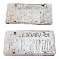 Vintage 1971 Virginia Collectible License Plate Set Of Two Matching A886 915