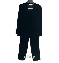 Vintage 1995 90s Calvin Klein Collection Runway 10 Black 100% Wool Pant Suit Set