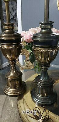 Vintage 36 Quality Stiffel Brass Trophy Urn Table Lamp. (Set of Two)