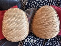 Vintage 60s/70s Bamboo Winnowing Shallow Baskets Great Condition Set Of Two