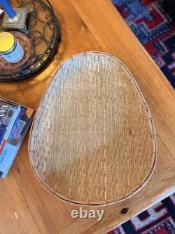 Vintage 60s/70s Bamboo Winnowing Shallow Baskets Great Condition Set Of Two