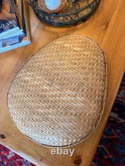 Vintage 60s/70s Bamboo Winnowing Shallow Baskets Great Condition Set Of Two