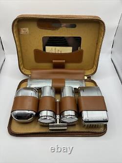 Vintage 60s Shaving Grooming Set Two-Tix Made In England Leather Case Gillette
