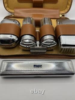 Vintage 60s Shaving Grooming Set Two-Tix Made In England Leather Case Gillette