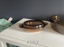 Vintage Amber Cookware Lot Corning Visions 4.5L Dutch Oven Anchor Ovenware 6 Pc
