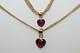 Vintage Bab 14k Yellow Gold Multi-strand Amethyst Heart Necklace Bracelet Set