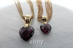 Vintage BAB 14K Yellow Gold Multi-Strand Amethyst Heart Necklace Bracelet Set