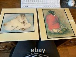 Vintage Beautiful Set Of Two R. C. Gorman Large Art Tiles With Free Shipping