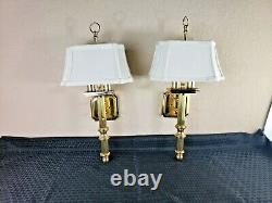 Vintage Brass Bouillotte Style Lamp Wall Sconces Set of Two