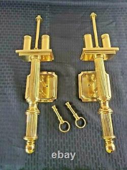 Vintage Brass Bouillotte Style Lamp Wall Sconces Set of Two