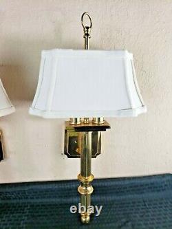 Vintage Brass Bouillotte Style Lamp Wall Sconces Set of Two