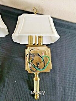 Vintage Brass Bouillotte Style Lamp Wall Sconces Set of Two