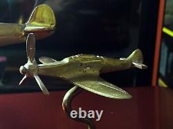 Vintage Brass Desktop Set of Two SPITFIRE Models