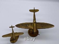 Vintage Brass Desktop Set of Two SPITFIRE Models