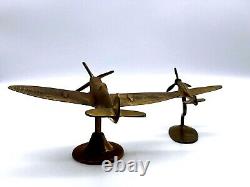 Vintage Brass Desktop Set of Two SPITFIRE Models