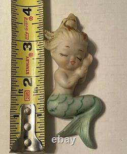 Vintage CERAMIC Bisque SMALL Mermaids Wall Hangings Japan Set Of Two