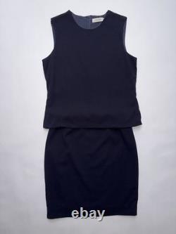 Vintage Calvin Klein Collection Spring 1995 Navy Blue Wool Sleeveless Skirt Set