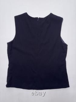 Vintage Calvin Klein Collection Spring 1995 Navy Blue Wool Sleeveless Skirt Set