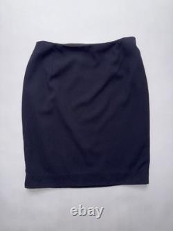 Vintage Calvin Klein Collection Spring 1995 Navy Blue Wool Sleeveless Skirt Set