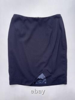 Vintage Calvin Klein Collection Spring 1995 Navy Blue Wool Sleeveless Skirt Set