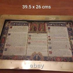 Vintage Catholic Church Latin Mass Altar Card Artistry Two Brass Frames Set