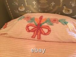 Vintage Chenille Bedspread Set Of Two Matching Twin Size