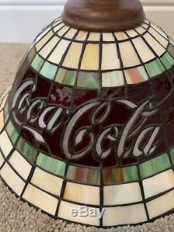 Vintage Coca-Cola Lamp Stained Glass Ceiling Hanging Light Shade Set Of Two (2)