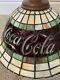 Vintage Coca-cola Lamp Stained Glass Ceiling Hanging Light Shade Set Of Two (2)