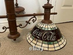 Vintage Coca-Cola Lamp Stained Glass Ceiling Hanging Light Shade Set Of Two (2)