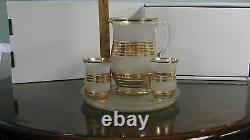 Vintage Czech Glass Pitcher, Two Glasses and Tray Set (Perfect Condition)