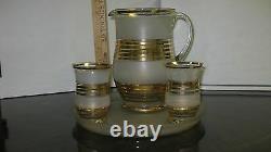 Vintage Czech Glass Pitcher, Two Glasses and Tray Set (Perfect Condition)