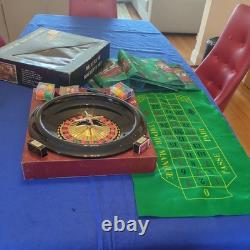 Vintage Deluxe 16 Roulette and Black Jack Set with blue baise table cover