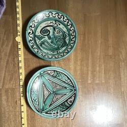 Vintage Domingo Punter Teruel Pottery Fish Plates Set of 2 Paterna Siglo III