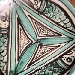 Vintage Domingo Punter Teruel Pottery Fish Plates Set of 2 Paterna Siglo III