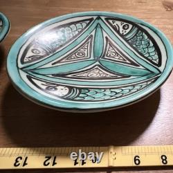 Vintage Domingo Punter Teruel Pottery Fish Plates Set of 2 Paterna Siglo III