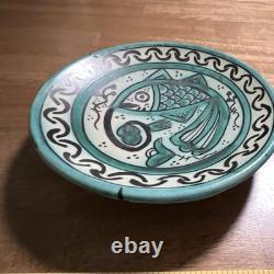 Vintage Domingo Punter Teruel Pottery Fish Plates Set of 2 Paterna Siglo III