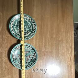 Vintage Domingo Punter Teruel Pottery Fish Plates Set of 2 Paterna Siglo III