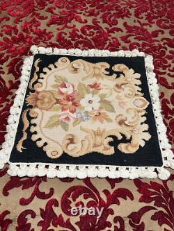 Vintage Floral Needlepoint Pillow cover Set of Two