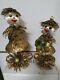 Vintage Glittery Store Display Figurines, Retro Christmas, Set Of Two