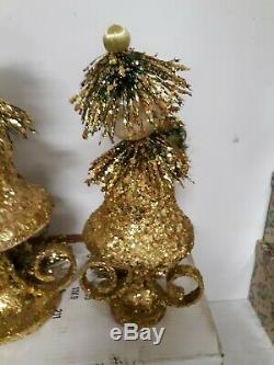 Vintage Glittery Store Display Figurines, Retro Christmas, set of two