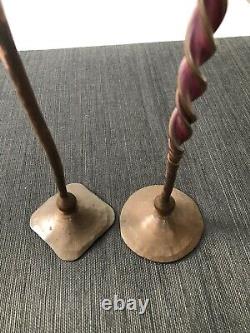 Vintage Hessel Studios Hand Wrought Copper Candlesticks, Set of Two (2) WOW