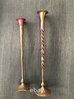 Vintage Hessel Studios Hand Wrought Copper Candlesticks, Set of Two (2) WOW