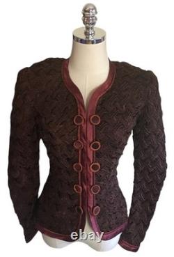 Vintage Jeanne Marc Collection Top Pants Set Women's Size 2P Petite Maroon Brown