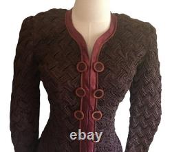 Vintage Jeanne Marc Collection Top Pants Set Women's Size 2P Petite Maroon Brown